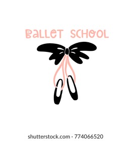 Ballet school icon isolated on background. Modern hand drawn vector illustration. Design Element for logo, emblem, sticker, badge. 