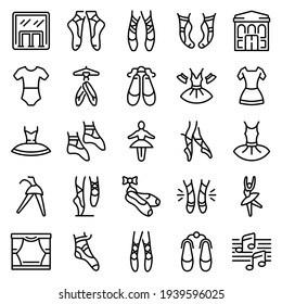 Ballet school icons set. Outline set of ballet school vector icons for web design isolated on white background