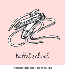 Ballet school- logotype on the pink background