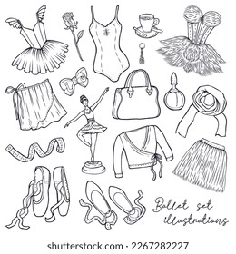 Ballet set illustration drawn by hand