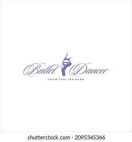 Diseño del logotipo del bailarín de zapatos de ballet