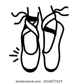 Ballet shoe icon in hand drawn style 

