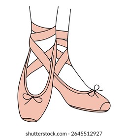ballet shoes dancer flat color vector illustration template design