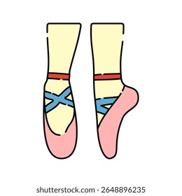 Ballet Shoes Doodle style, pair of pointed shoes representing performing arts and dance, ideal for stage performers and dance instructors.