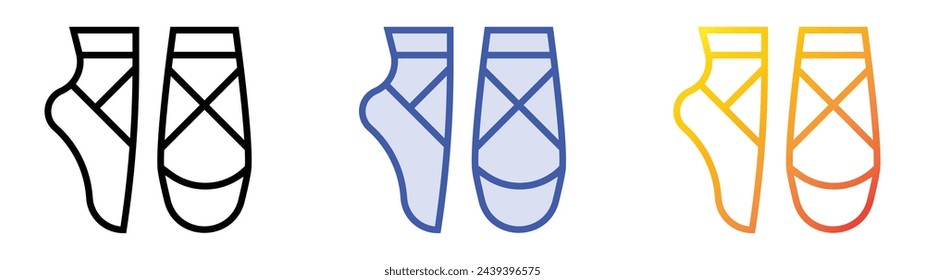 ballet shoes icon. Linear, Blue Fill and Gradient Style Design Isolated On White Background