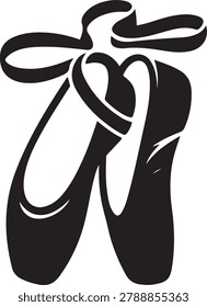 Ballet shoes icon. logo Vector Black silhouettes
