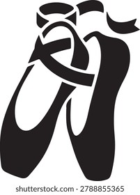 Ballet shoes icon. logo Vector Black silhouettes
