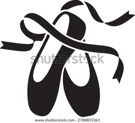 Ballet shoes icon. logo Vector Black silhouettes
