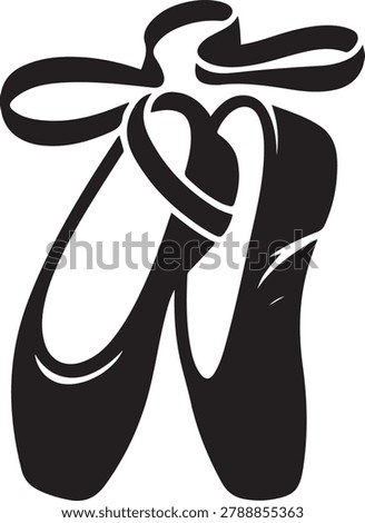 Ballet shoes icon. logo Vector Black silhouettes
