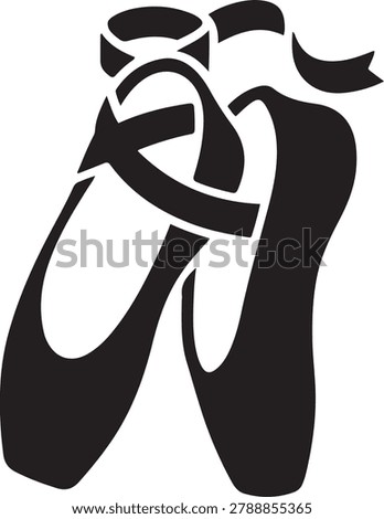 Ballet shoes icon. logo Vector Black silhouettes
