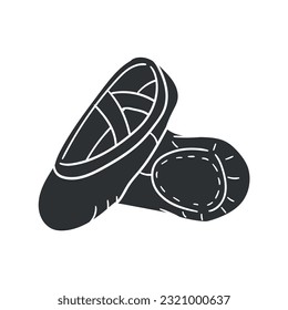 Ballet Shoes Icon Silhouette Illustration. Ballerina Dance Vector Graphic Pictogram Symbol Clip Art. Doodle Sketch Black Sign.