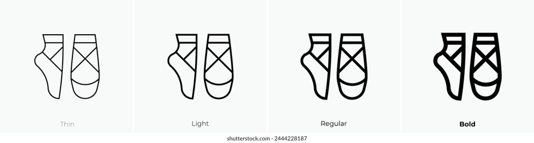 ballet shoes icon. Thin, Light Regular And Bold style design isolated on white background