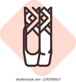 Ballet shoes, illustration, vector on a white background.
