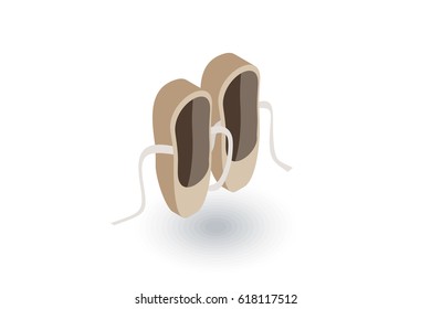 Ballet shoes isometric flat icon. 3d vector colorful illustration. Pictogram isolated on white background