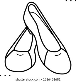 Ballet shoes line art icon.  Black  aesthetic contour.