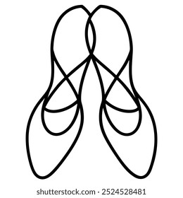 Ballet Shoes Line Art Vector Drawing.