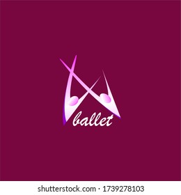 ballet shoes logo with purple background best for ballet course 