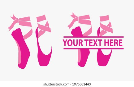 Ballet Shoes Monogram Classic Dance Vector Design