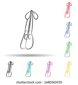 Ballet shoes multi color set icon. Simple thin line, outline of theatre icons for ui and ux, website or mobile application