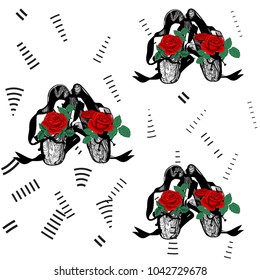 ballet shoes pattern may be used for wrap paper, web background, textile printing for scrapbooking.
