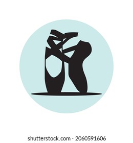 Ballet shoes silhouette icon.Dance Logo design.