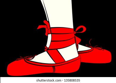 Ballet shoes in third position, illustration