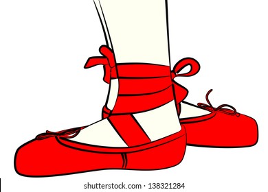 Ballet shoes in third position, illustration