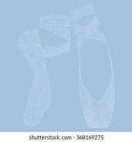 Ballet shoes . Vector illustration. blue background