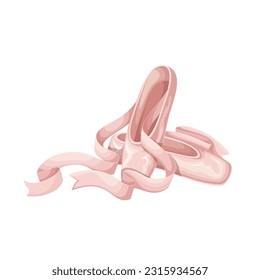 Ballet shoes vector illustration. Cartoon isolated ballerinas pointe shoes with ribbons, dancers slippers with points for learning professional classic dance in ballet class, accessory for training