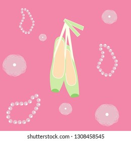 Ballet shoes vector pattern