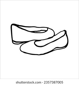 Ballet shoes, women's shoes. Vector hand-drawn. Sketch, template, icon, sketch, logo, clipart.