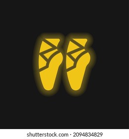 Ballet Shoes yellow glowing neon icon