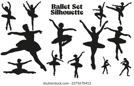 ballet silhouette, ballerina silhouette icon logo template vector illustration