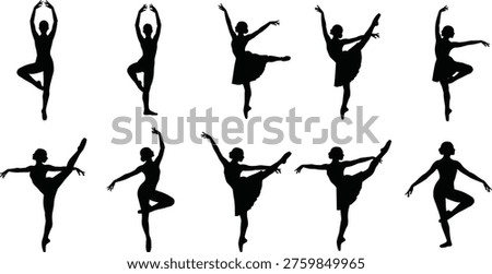 Ballet silhouette, dance poses, classical movement, pirouette illustration, arabesque vector, elegant dancer, leg extension, ballet art, graceful design, performance