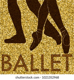 Ballet. Silhouette of feet of dancing people. Vector Illustration