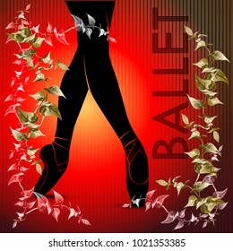 Ballet. Silhouette of feet of dancing people. Vector Illustration