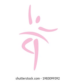 Ballet silhouette icon. Pink ballerina. Vector illustration