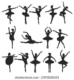 Ballet silhouette illustration, Ballerina dancer vector