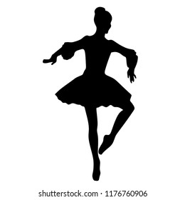 Ballet, silhouette on a white background, classical ballet