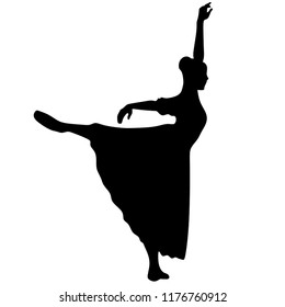 Ballet, silhouette on a white background, classical ballet