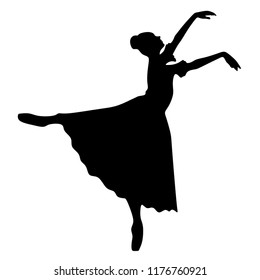 Ballet, silhouette on a white background, classical ballet