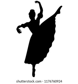 Ballet, silhouette on a white background, classical ballet