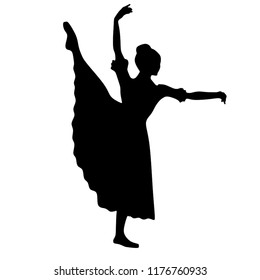 Ballet, silhouette on a white background, classical ballet