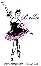 Ballet sketch. A Hand Drawing of a Ballerina. Vector Illustration of a Ballet Dancer Girl. 