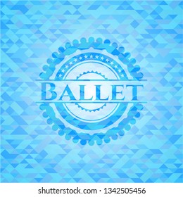 Ballet sky blue emblem. Mosaic background