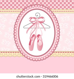 Ballet slippers on background