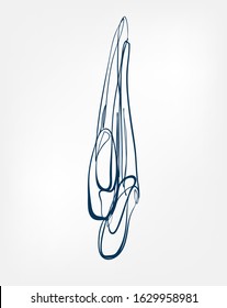ballet slippers one line vector design element isolated