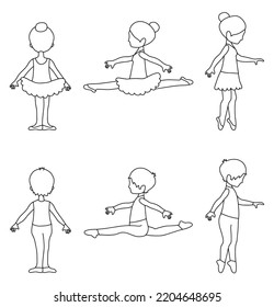 Ballet sport vector illustration set 