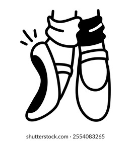 Ballet stocks icon in hand drawn style 