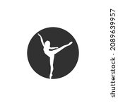 Ballet studio logo design template. Woman ballerina, ballet logo icon for ballet dance studio vector illustration. Vector illustration of ballet